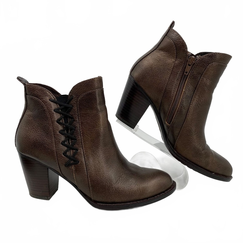 Sofft Brown Ankle Boots Lace-Up Side Heeled | Womens 6.5